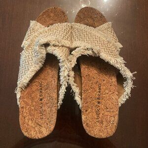 BRAND NEW SUMMER BEACHY SHOES/LUCKY BRAND SUMMER FRINGED WEDGES
